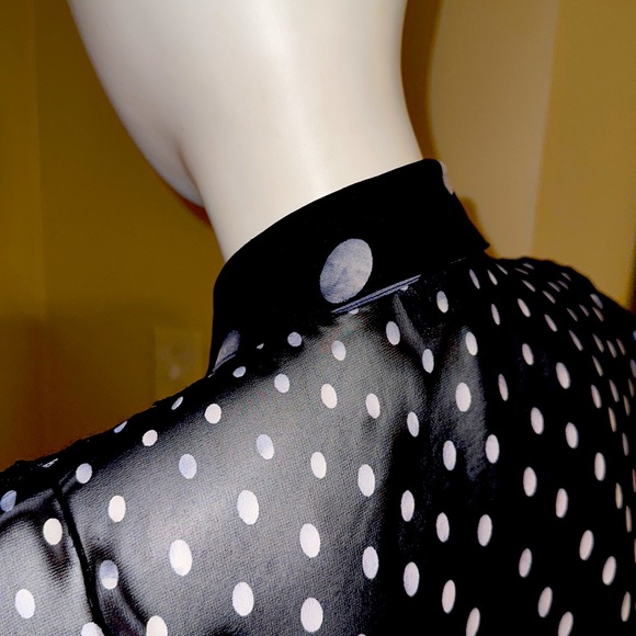 GIANNI VERSACE BLACK SHEER EYELET LACE POLKADOT VINTAGE - Picture 5 of 12